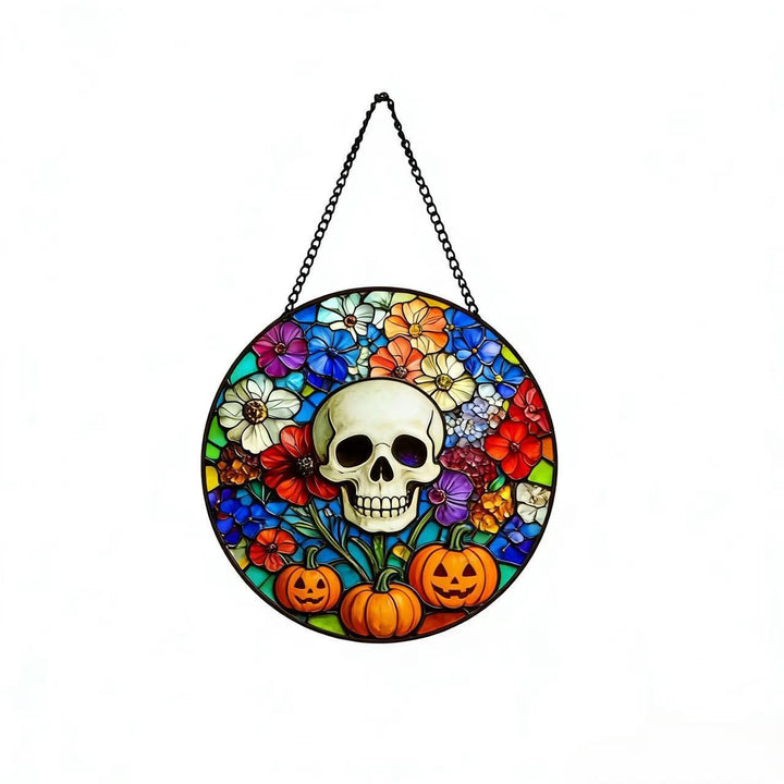 Decorative Skull Stained Glass Wall Art Kalsten
