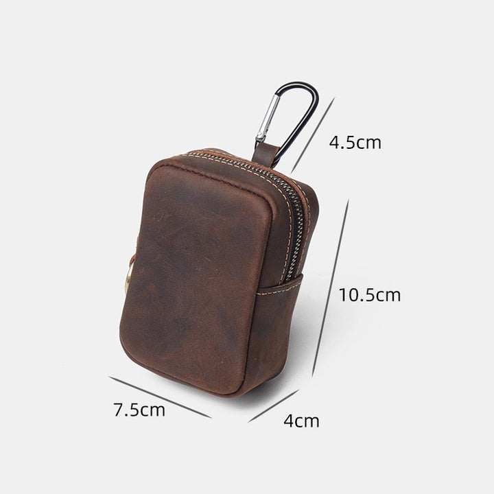 Leather Zippered Keychain Pouch