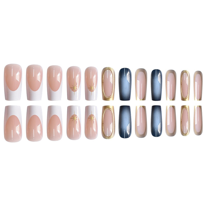 Elegant Ombre Press-On Nail Set with Gold Accents Kalsten