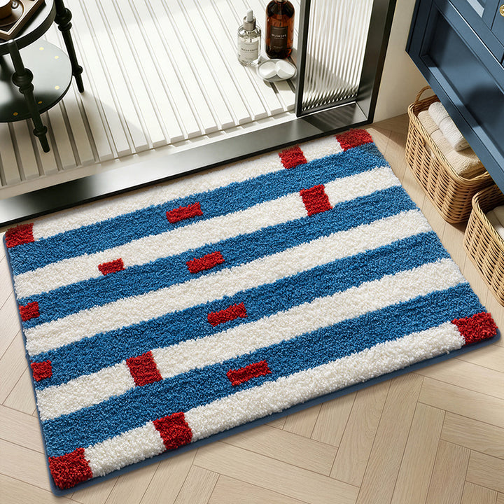 Plush Geometric Pattern Bath Mat
