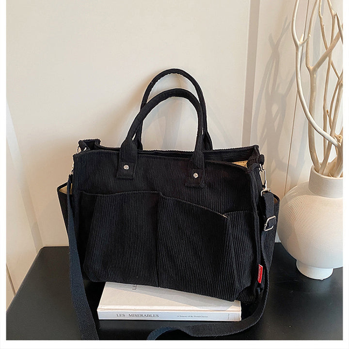 Corduroy Multi-Pocket Tote Bag Kalsten