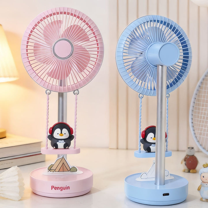 Ladies Portable Table Fan with Toy Penguin Design Kalsten