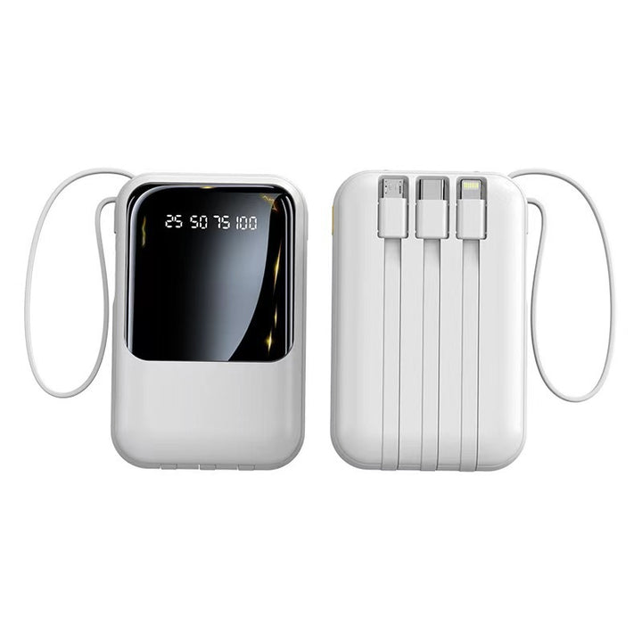 Compact power bank with digital display and integrated charging cables Kalsten