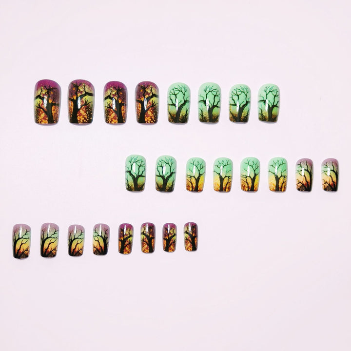 Artistic Ombre Tree-Themed Nail Art Kalsten