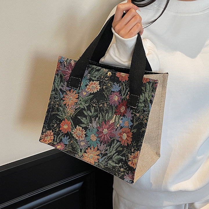 Floral Embroidered Canvas Tote Bag  1790616925