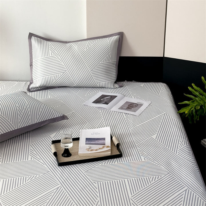 Comfort Topper Mattress Protector with Elastic Straps and Geometric Quilted Pattern
