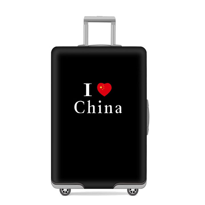 Unisex nan elastic motif suitcase cover made of stretchable polyester with handle and wheel openings Kalsten