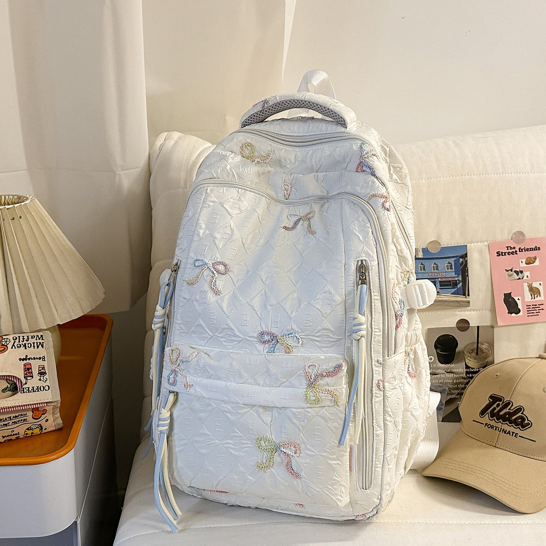 Embroidered Quilted Backpack Kalsten