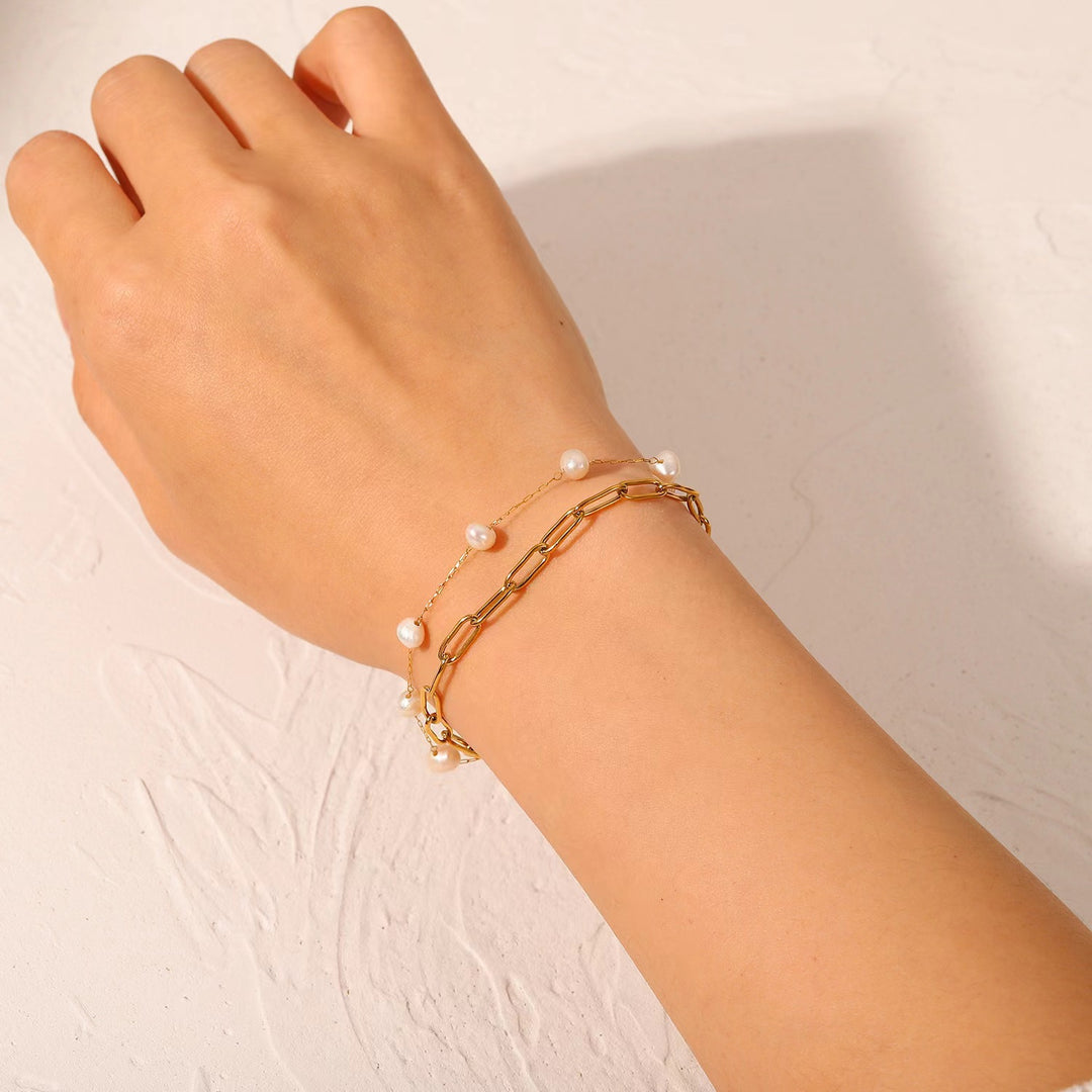 Double Layered Pearl Chain Anklet Kalsten