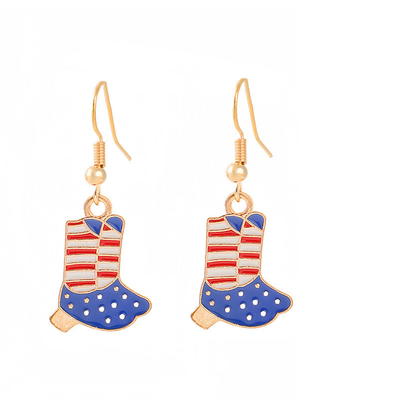 Ladies enamel earrings horseshoe with star stripe motif Kalsten