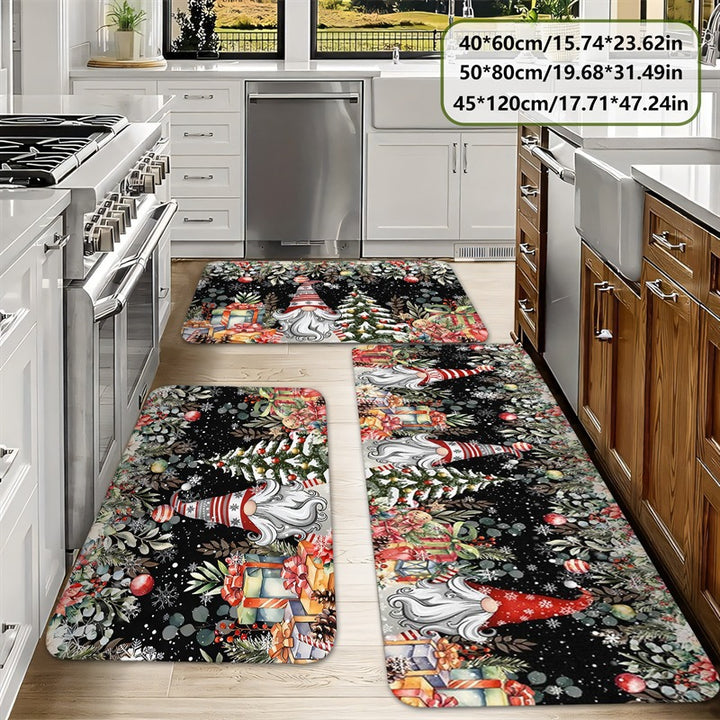Festive Holiday-Themed Kitchen Mat Set