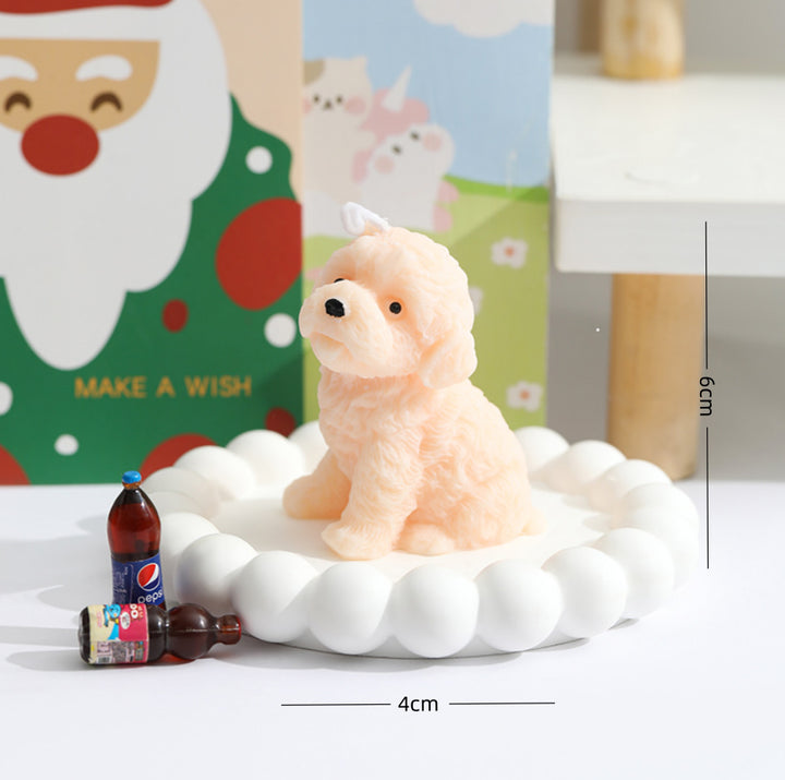 Mini Realistic Puppy Sculptural Scented Candle with Textured Fur