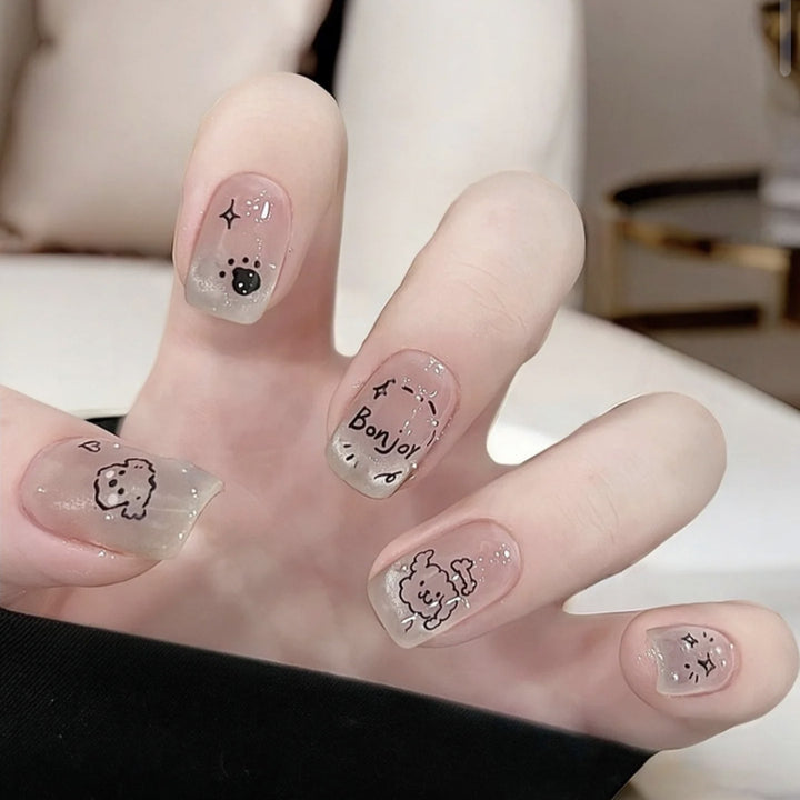 Artistic Press-On Nail Set with Playful Designs Kalsten
