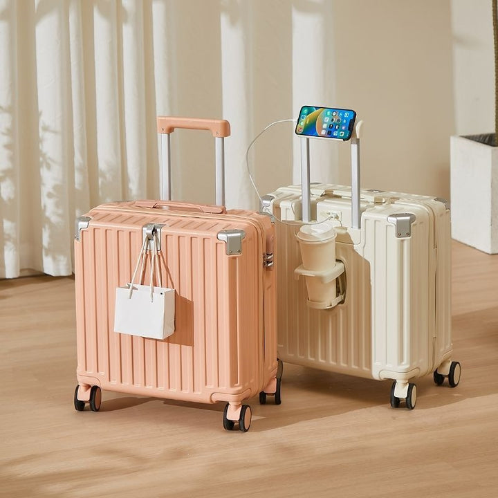 Hard-Shell Luggage With Integrated USB Port And Practical Cup Holder Kalsten
