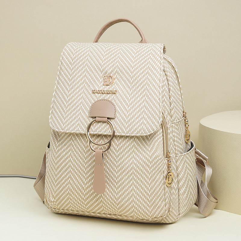 Multi-Compartment Herringbone Fashion Backpack Kalsten
