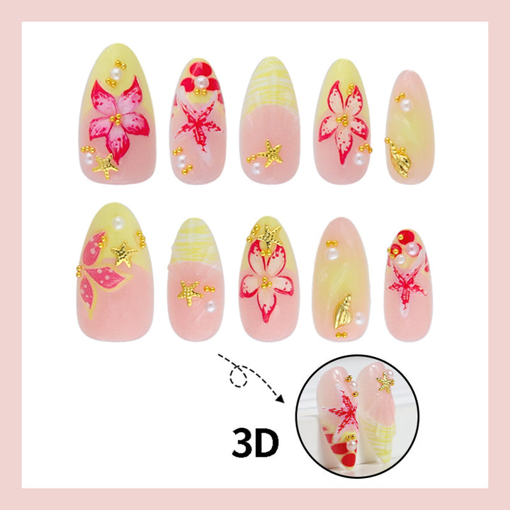 Artificial nail set with tropical motifs Kalsten