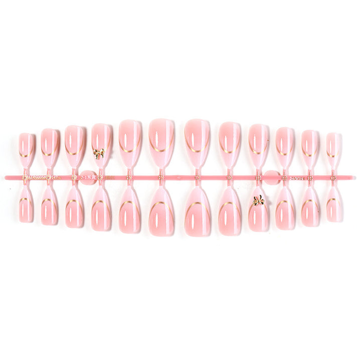Artificial nail set with elegant gold edge and decorative accents Kalsten