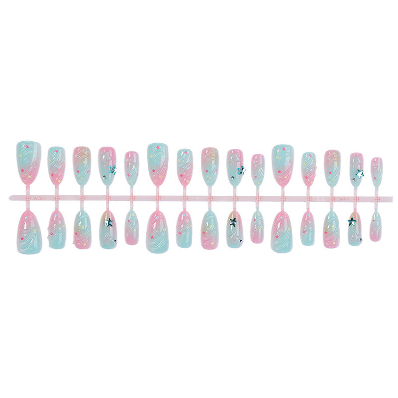 Acrylic nail set with creative star and gradient designs Kalsten