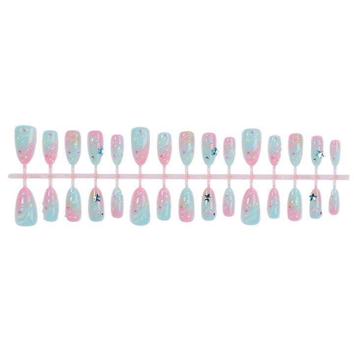 Acrylic nail set with creative star and gradient designs Kalsten