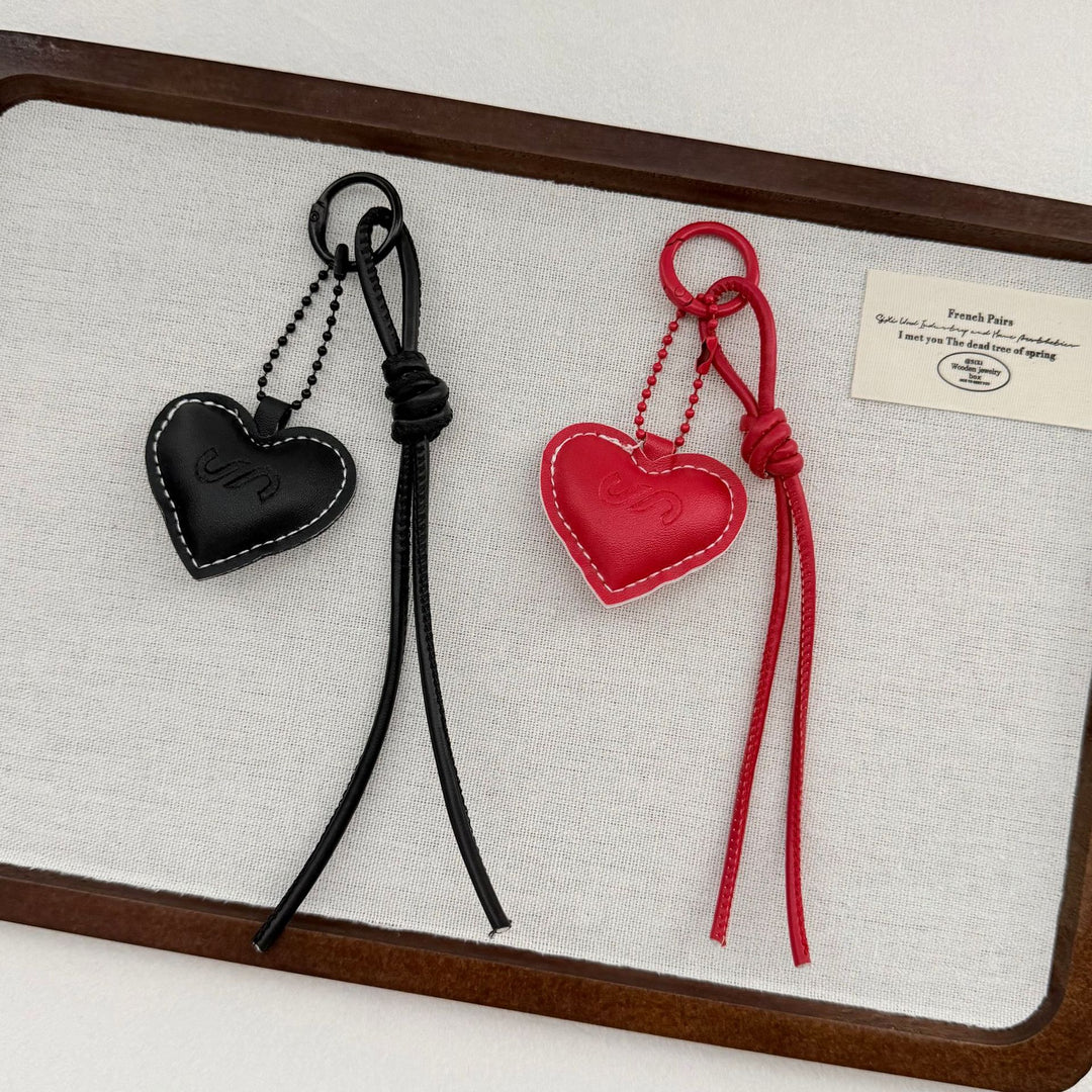 Leather Heart Charm Keychain Kalsten