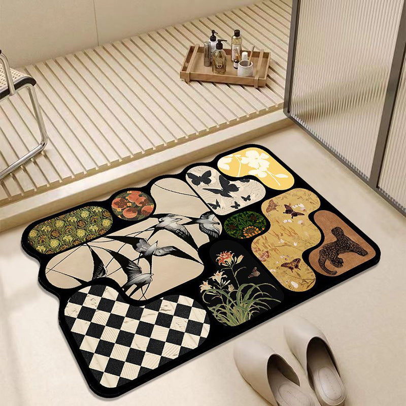 Artistic Floral Pattern Bath Mat Kalsten