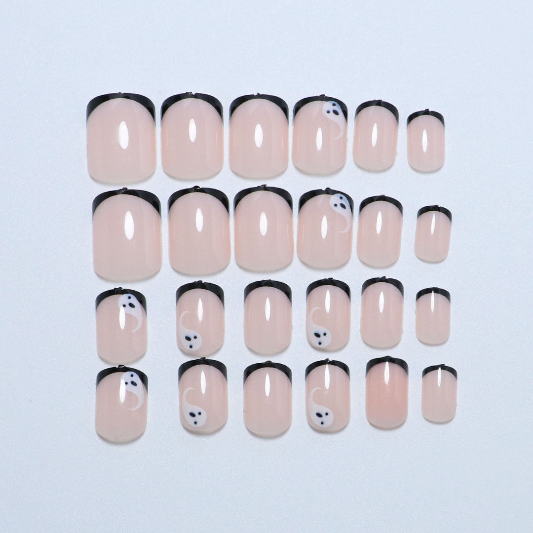 Artistic Ghost-Themed Press-On Nail Art Kalsten