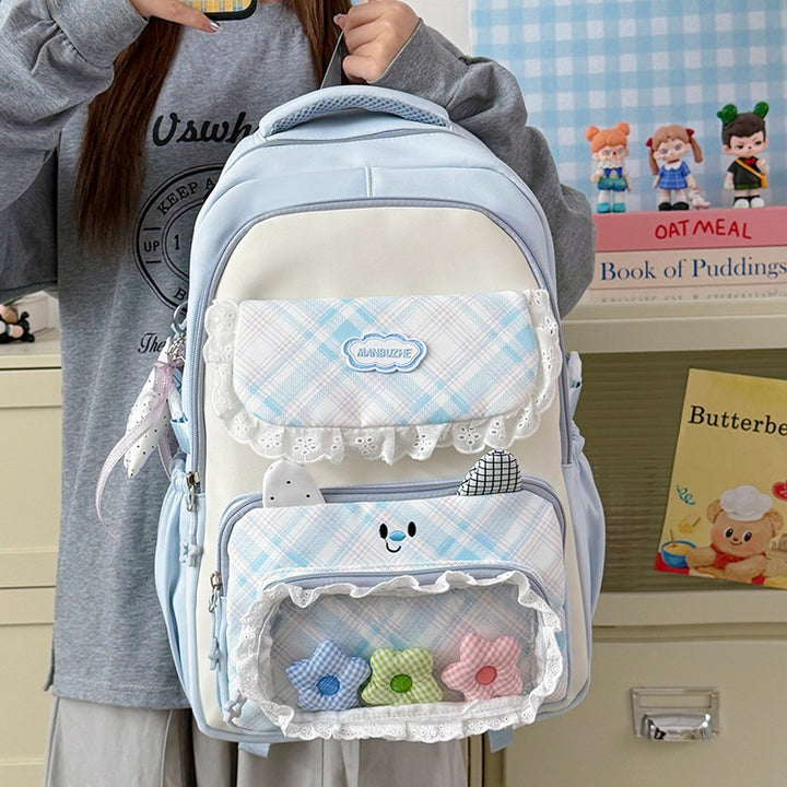 Stylish Multi-Pocket Backpack with Cute Decorative Accents Kalsten