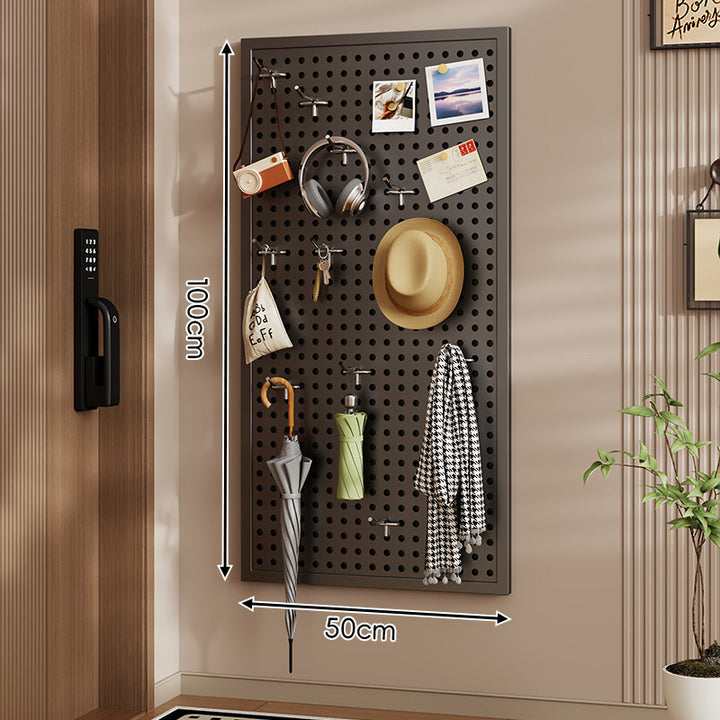 Wall-Mounted Perforated Pegboard Organizer Panel Large Square with Modular Hooks and Accessories