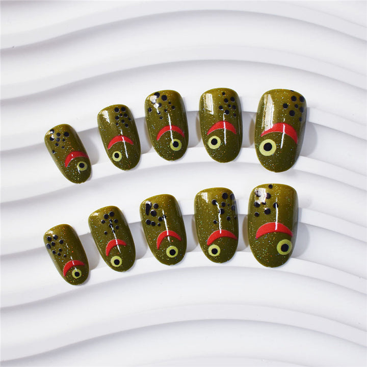 Fashionable Matte Finish Press-On Nails with Metallic Stripes Kalsten