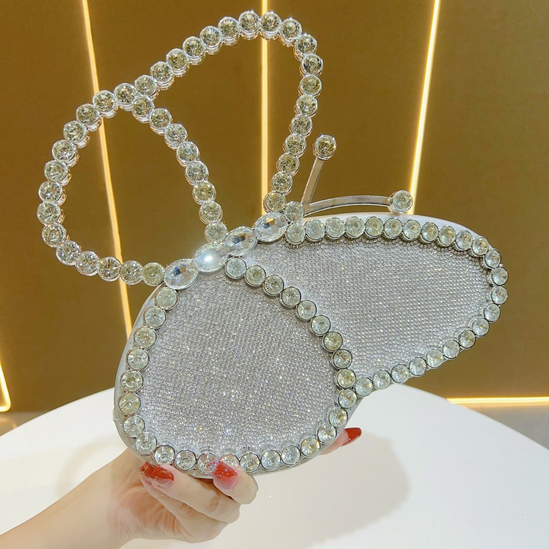 Butterfly-Shaped Rhinestone Evening Clutch
