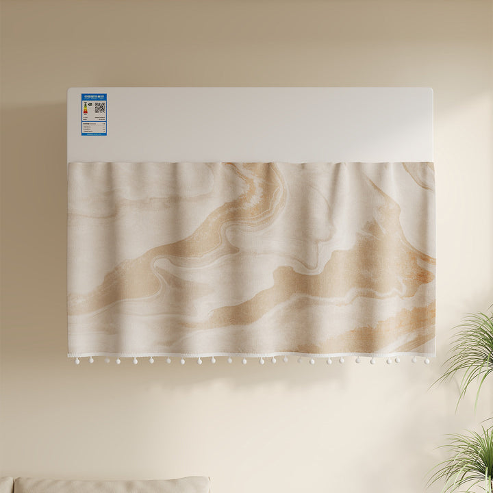 Decorative Air Conditioner Dust Cover with Linen-Texture Fabric and Pom-Pom Trim