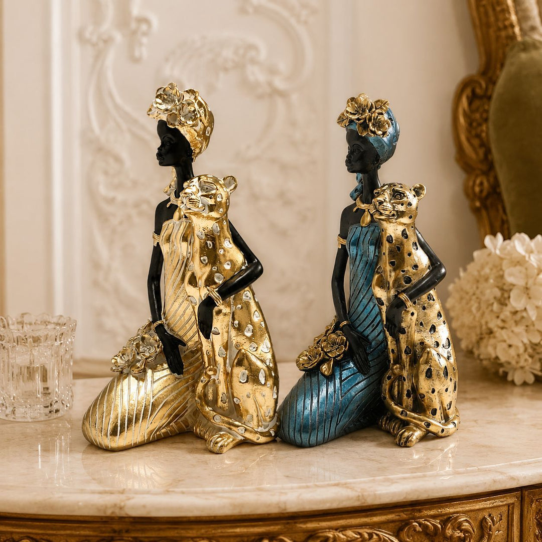 Elegant sculpture with leopard casting Kalsten