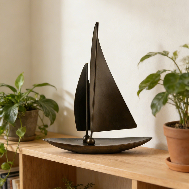 Nautical-Inspired Decorative Sailboat Sculpture