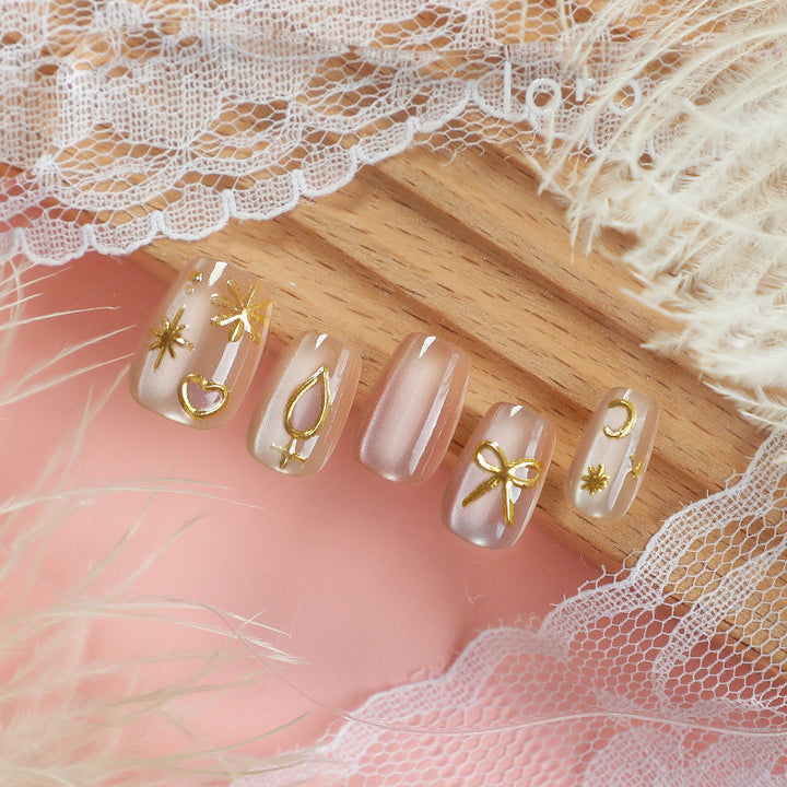 Elegant Glitter-Accent Press-On Nail Set