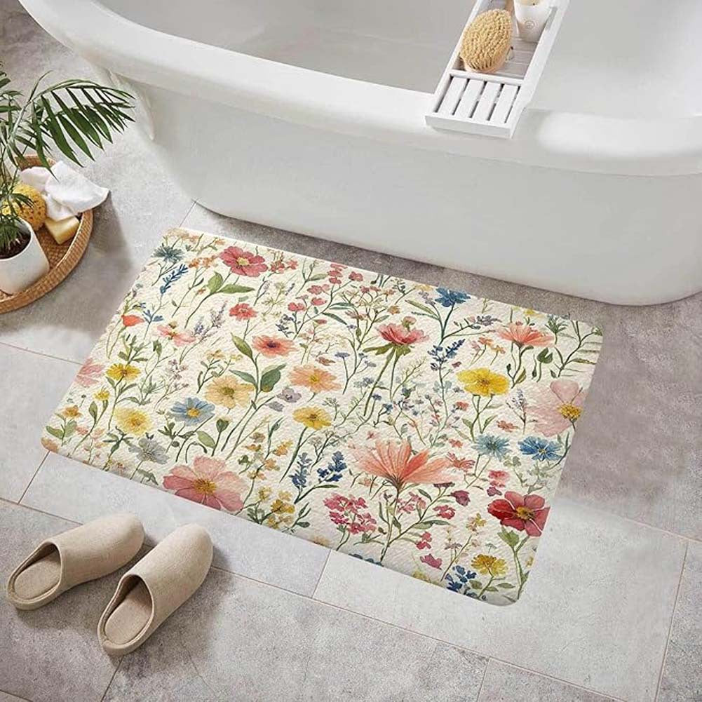 Floral Pattern Anti-Fatigue Bath Mat