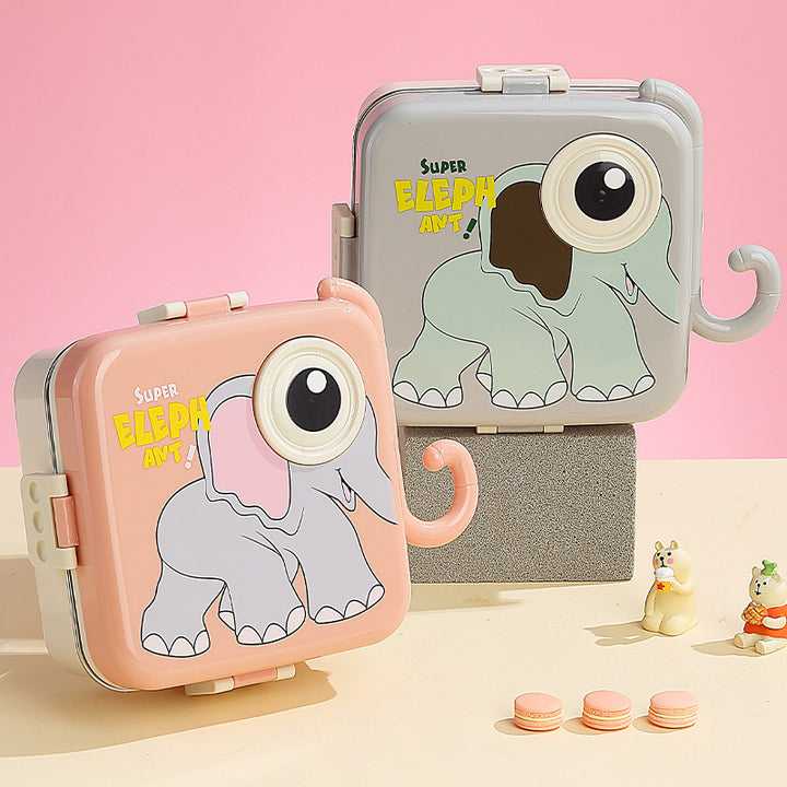 Illustrated Elephant-Themed Bento Lunch Box