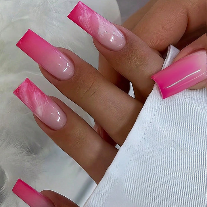 Artificial nail set with elegant ombre and glitter accents Kalsten
