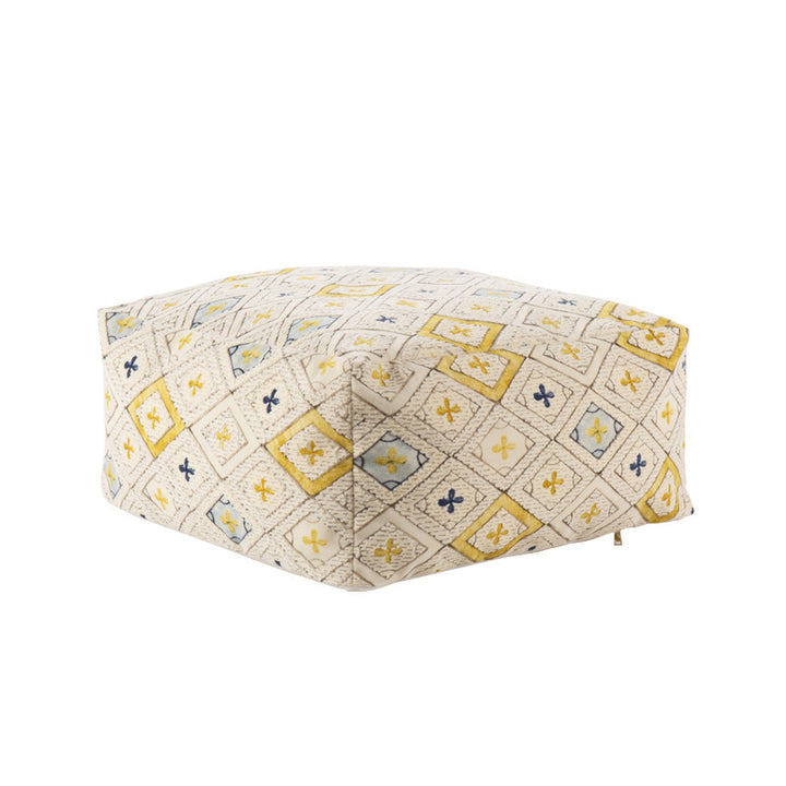 Quilted floor cushion with removable cover and camouflage pattern