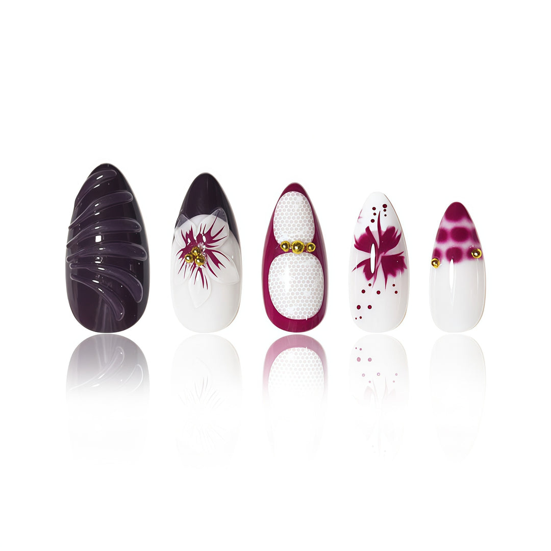 Elegant Floral Art Nail Extensions Kalsten