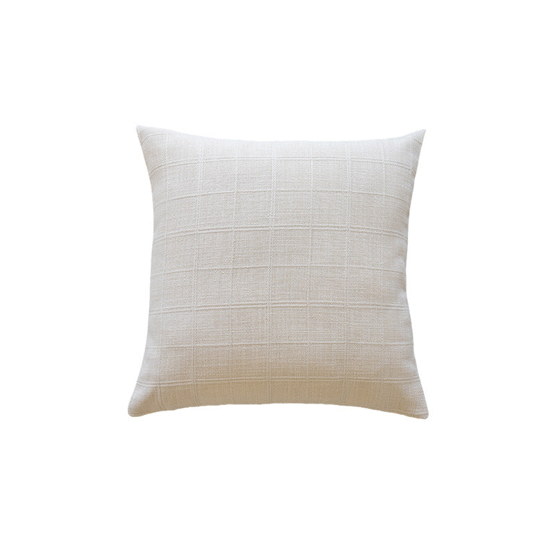 Minimalist Grid-Texture Square Accent Pillow with Hidden-Zip Removable Insert