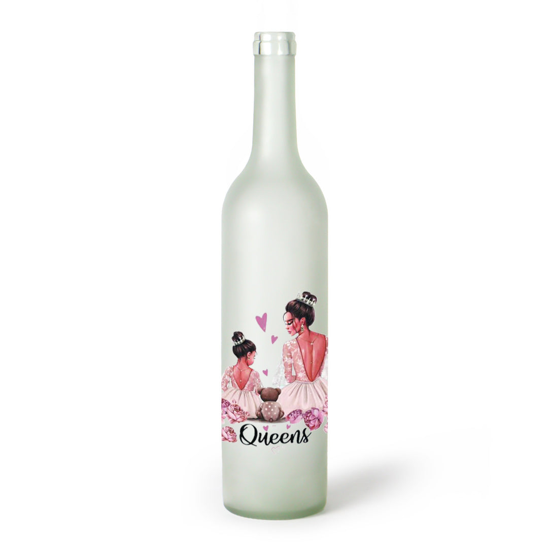 Decorative Frosted Glass Bottle Vase With Fashion Collage Decal