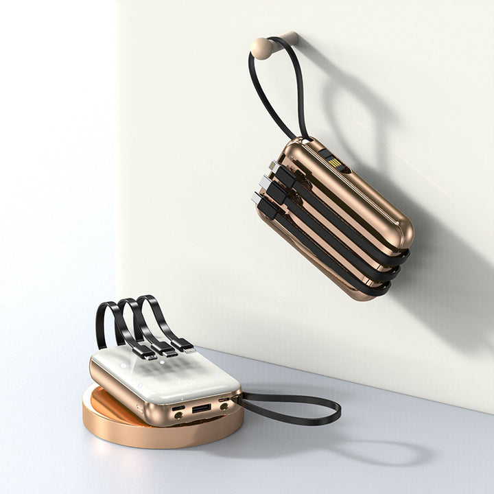 Portable power bank with integrated charging cables and digital charging display Kalsten
