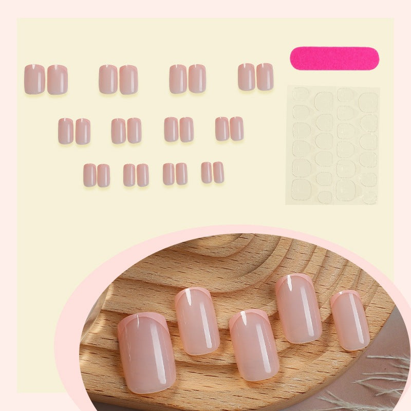 Artificial nail set with elegant French design and sparkling accents Kalsten