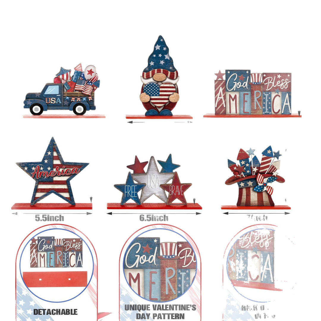 Unisex nan decorative wooden table decor Americana set with multi-part stars and figures Kalsten