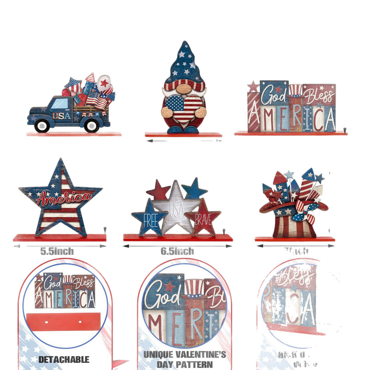 Unisex nan decorative wooden table decor Americana set with multi-part stars and figures Kalsten
