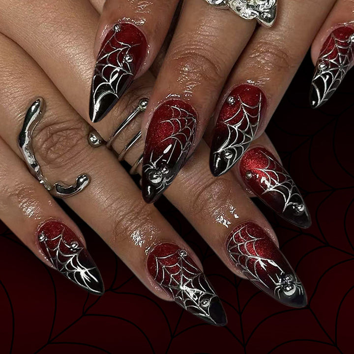 Gothic Spider-Themed Press-On Nail Set