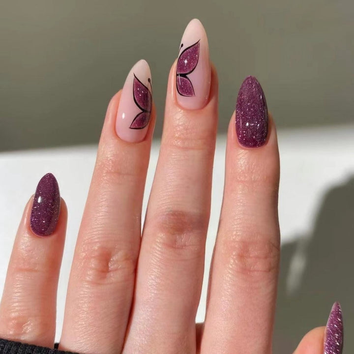 Elegant Glittery Butterfly Nail Art Kalsten