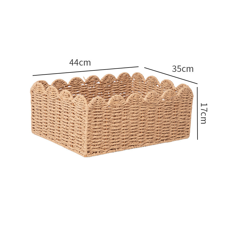 Decorative Woven Storage Tray with Scalloped Edges Kalsten