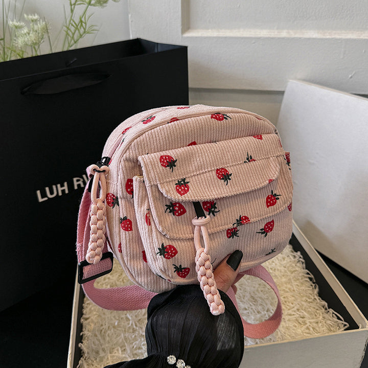 Stylish Corduroy Crossbody Bag