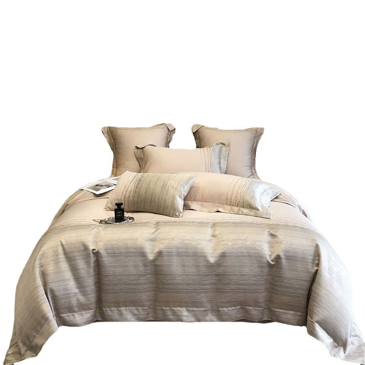 Luxurious satin bedding set with jacquard texture and decorative pillow